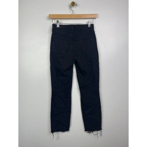 L'agence Sada Straight Leg High Rise Raw Hem Jeans Women's Black Size: 23 NWOT - Picture 5 of 9